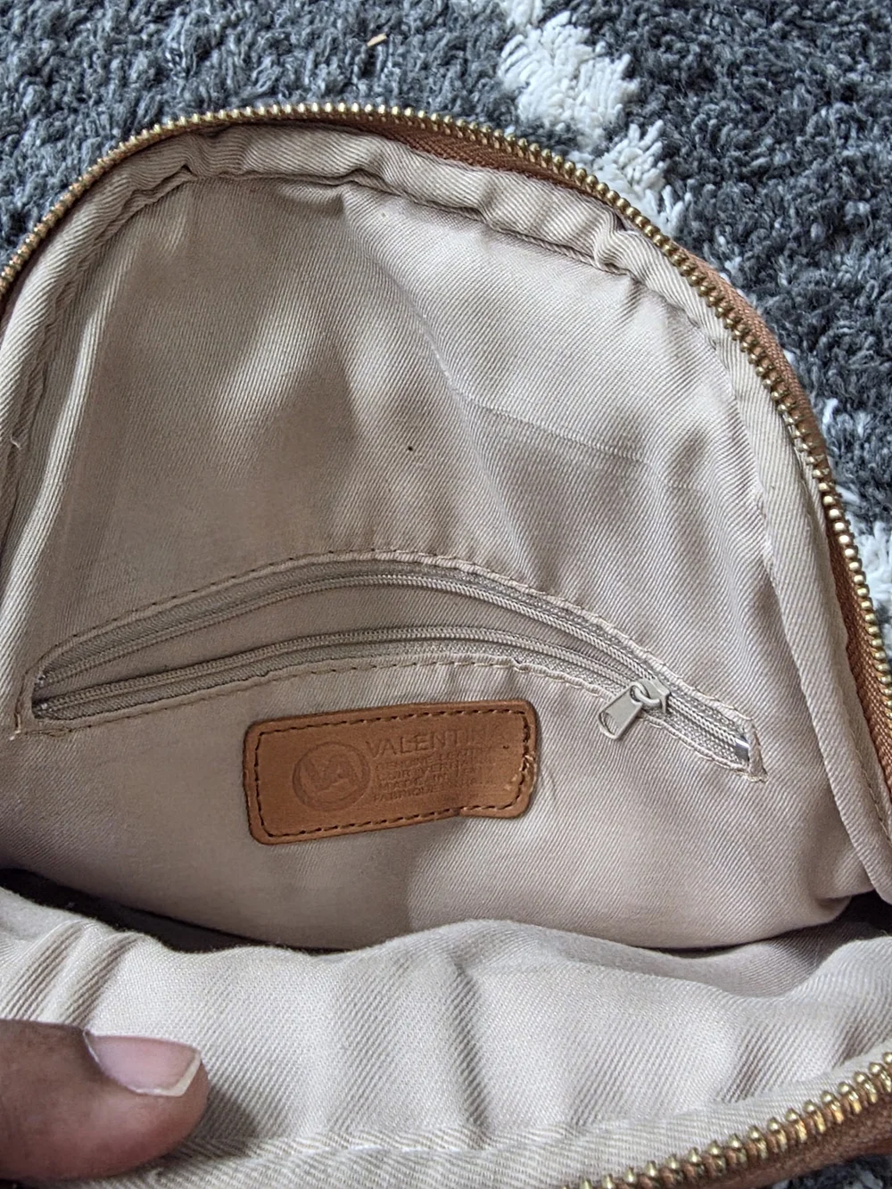 Valentina Beige Mini Backpack with Gold Hardware
